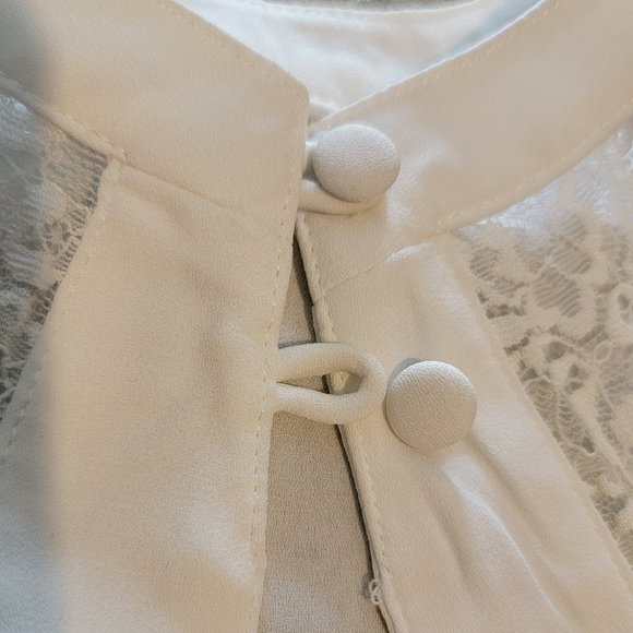 FOREVER 21 White Sheer Halter Cropped Blouse Sleeveless Halter Top Size S - Picture 10 of 12